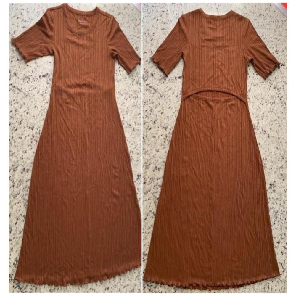 Everlane Rust Variegated Rib Dress M - Picture 2 of 4